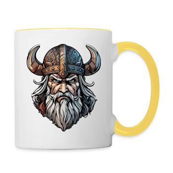 Wikinger / Thor / Odin / nordisch / keltisch - Tasse zweifarbig - Weiß/Gelb - Rechts