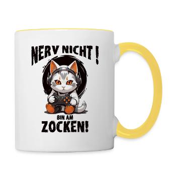 Ne vous embêtez pas ! Je joue ! - Mug contrasté - blanc/jaune - Droite