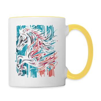 Cheval Street art - Mug contrasté - blanc/jaune - Droite