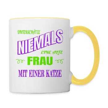 Quote Glasses Geek Big Cat Animal Appreciation - Contrasting Mug - white/yellow - Right