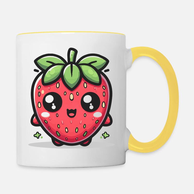 Kawaii Cute Strawberry - Contrasting Mug - white/yellow