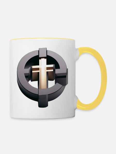 Chosen Cross - Tasse zweifarbig - Weiß/Gelb