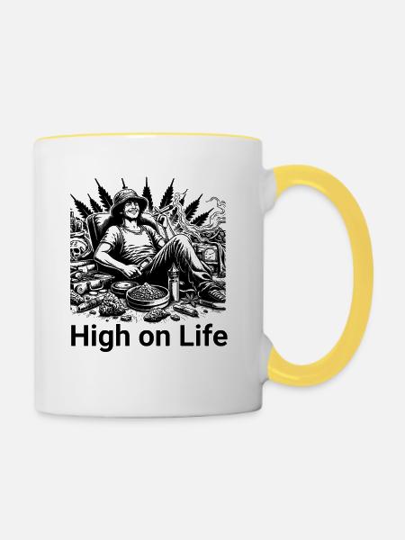 High on Life - Tasse zweifarbig - Weiß/Gelb
