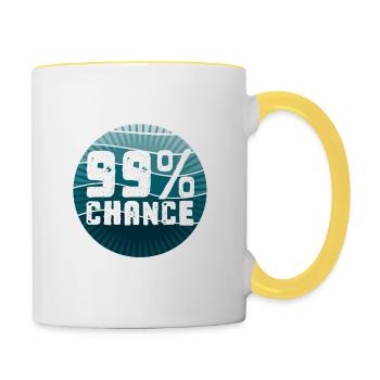 Es gibt eine 99-prozentige Chance, dass es mir egal ist, lustig - Tasse zweifarbig - Weiß/Gelb - Rechts