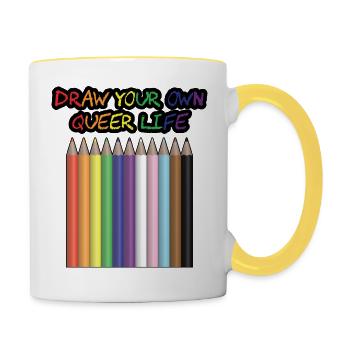 Draw Your Own Queer Life (Progress colours) - Contrasting Mug - white/yellow - Right