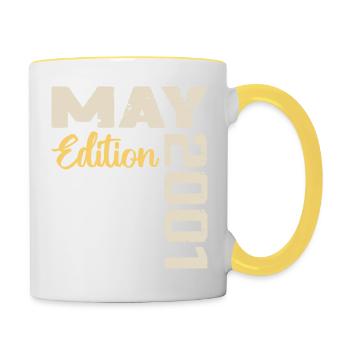 Mai 2001 Anniversaire Mai 2001 Cadeau Mai 2001 Mai - Mug contrasté - blanc/jaune - Droite