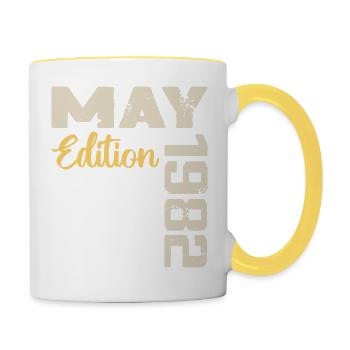 Mai 1982 Anniversaire Mai 1982 Cadeau Mai 1982 Mai - Mug contrasté - blanc/jaune - Droite
