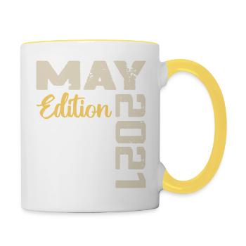 Mai 2021 Geburtstag Mai 2021 Geschenk Mai 2021 Mai - Tasse zweifarbig - Weiß/Gelb - Rechts