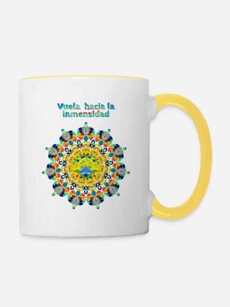 Fliege in die Weite - Tasse zweifarbig - Weiß/Gelb