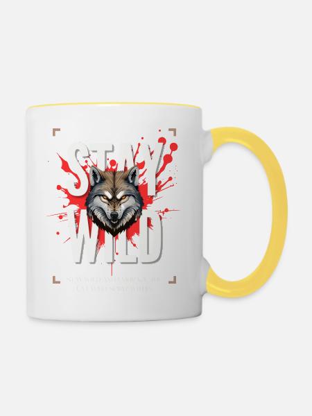 stay wild motivated - Tasse zweifarbig - Weiß/Gelb