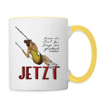 Schaukeln ist schön - Tasse zweifarbig - Weiß/Gelb - Rechts