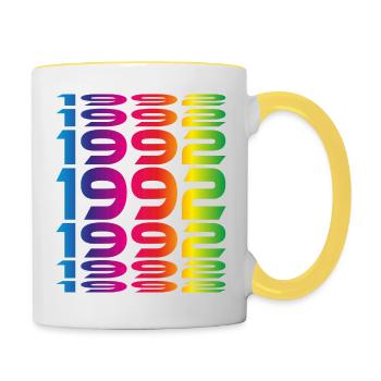 Born in 1992 Birth Year Gift - Contrasting Mug - white/yellow - Right