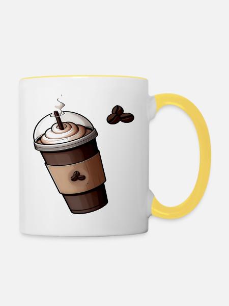 Kaffeetasse - Tasse zweifarbig - Weiß/Gelb