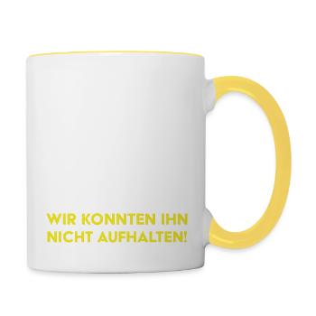Bräutigam Support JGA Team Game Over - Tasse zweifarbig - Weiß/Gelb - Rechts