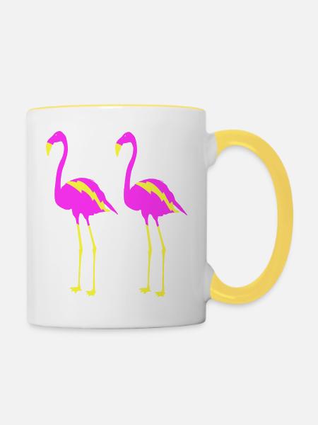 flamingos 2 - Tasse zweifarbig - Weiß/Gelb