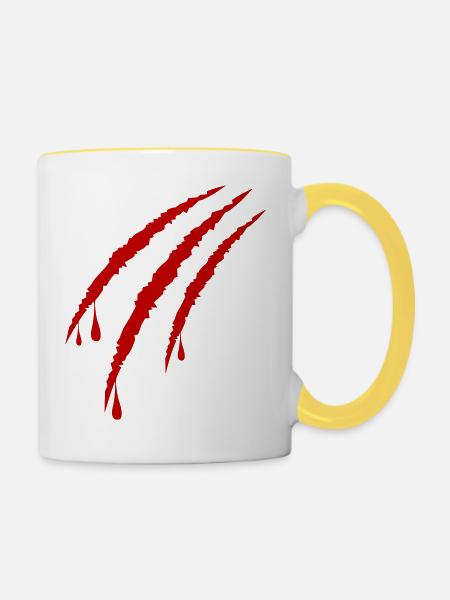 krallen - Tasse zweifarbig - Weiß/Gelb