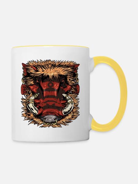 Stammes-Warzenschwein - Tasse zweifarbig - Weiß/Gelb