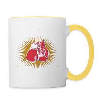 J'peux pas j'ai boxe - Mug contrasté - blanc/jaune - Droite