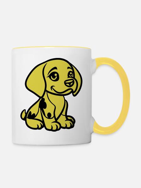hund tier comic - Tasse zweifarbig - Weiß/Gelb
