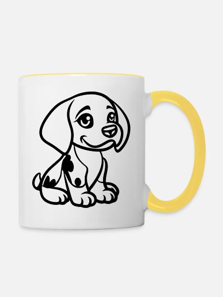 hund tier comic - Tasse zweifarbig - Weiß/Gelb