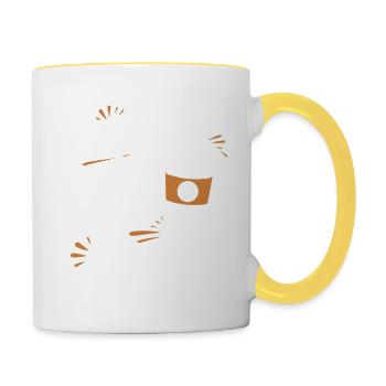 Jamais sans mon café - Mug contrasté - blanc/jaune - Droite