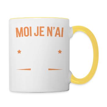 Moi, je n'ai confiance qu'en mon manche et ma paro - Mug contrasté - blanc/jaune - Droite