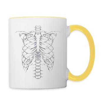 Skelett Halloween Kostüm - Tasse zweifarbig - Weiß/Gelb - Rechts