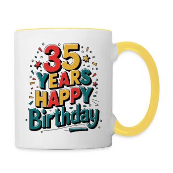 35 Years - Happy Birthday - Mug contrasté - blanc/jaune - Droite