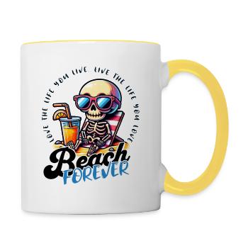 Plage Forever Skeleton Soleil d’été - Mug contrasté - blanc/jaune - Droite