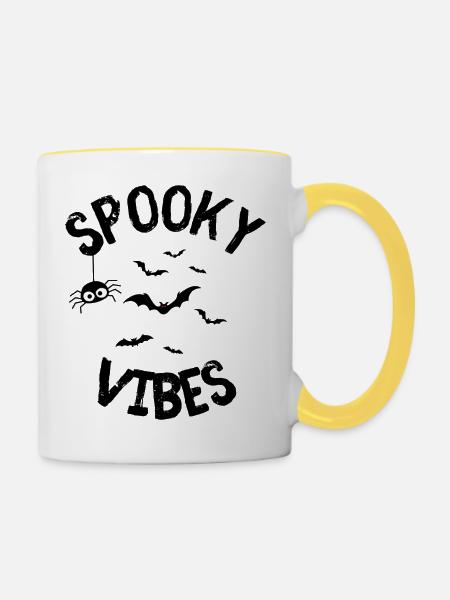 Halloween Spooky - Tasse zweifarbig - Weiß/Gelb