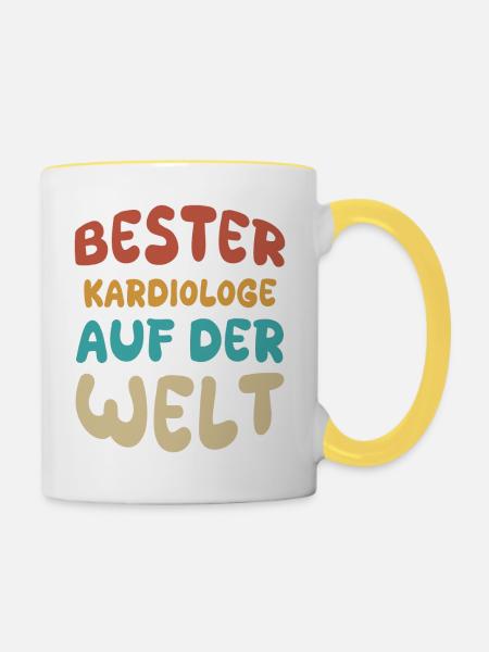 Kardiologe als Berufung - Tasse zweifarbig - Weiß/Gelb