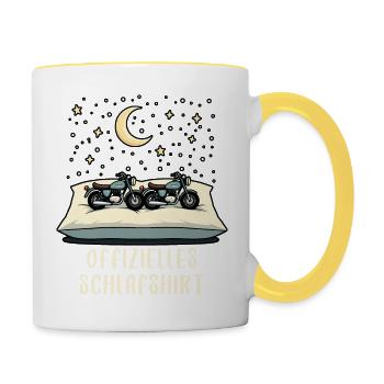 offizielles schlafshirt pärchen simson s51Moto - Tasse zweifarbig - Weiß/Gelb - Rechts