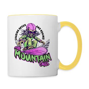The Mountain Calls – EnrolDesign - Contrasting Mug - white/yellow - Right