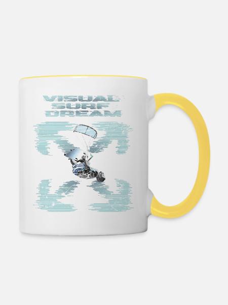 Visual Kitesurfing Dream - Contrasting Mug - white/yellow