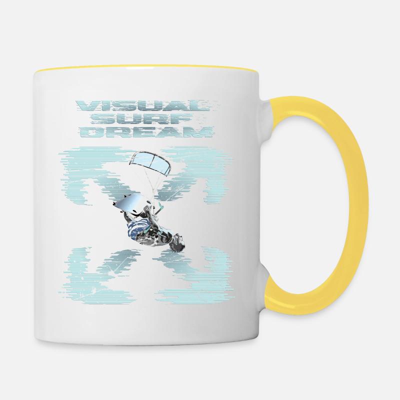 Visual Kitesurfing Dream - Tasse zweifarbig - Weiß/Gelb