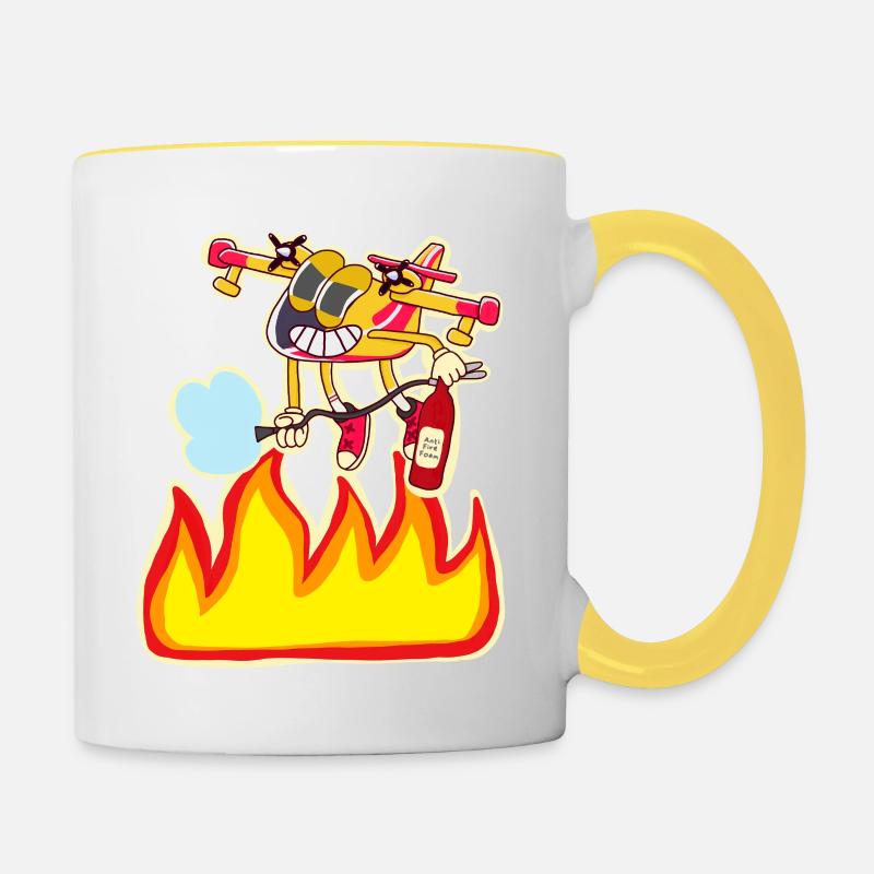 Bombardier d'eau pompier - Mug contrasté - blanc/jaune