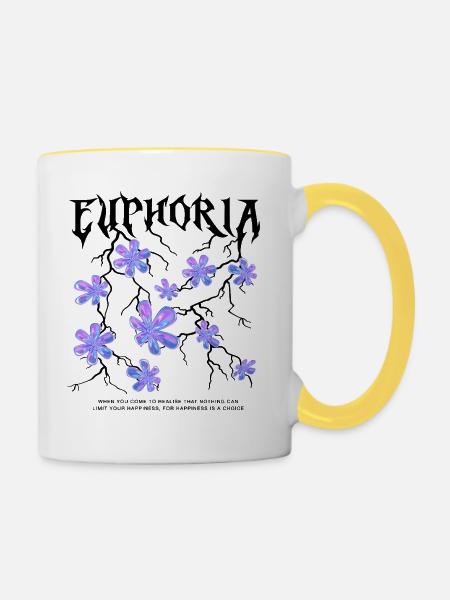 Holografische Blumen - Tasse zweifarbig - Weiß/Gelb