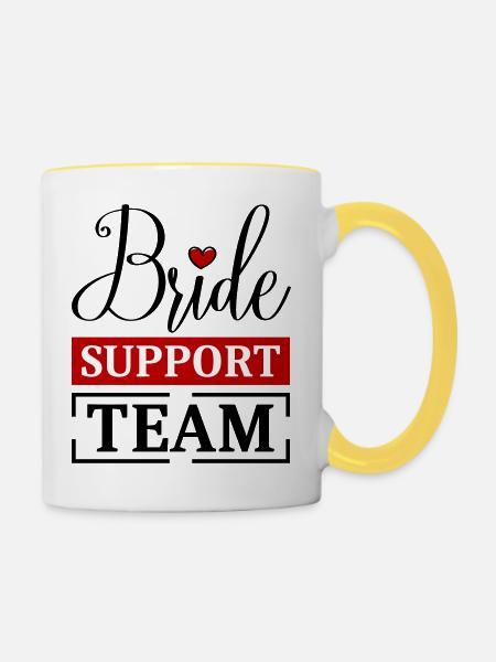 Braut Support Team - Tasse zweifarbig - Weiß/Gelb