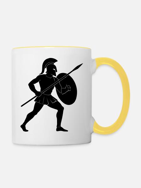 spartan warrior - Tasse zweifarbig - Weiß/Gelb