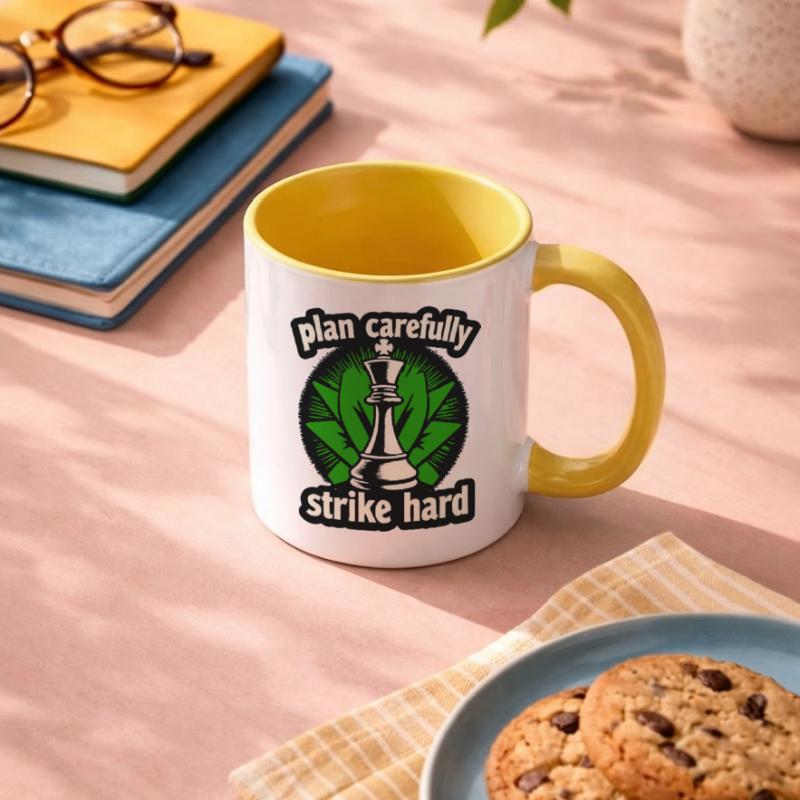 Schach plan carefully strike hard Tasse zweifarbig