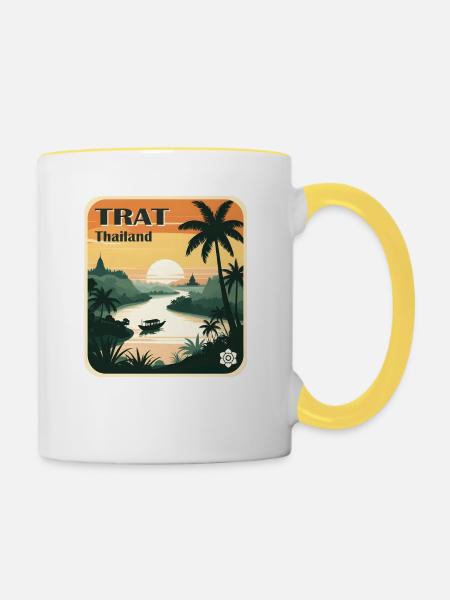 Trat Thailand - Tasse zweifarbig - Weiß/Gelb