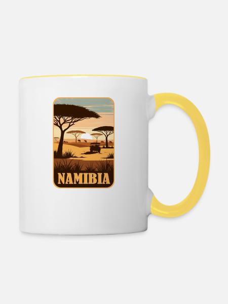 Namibia Afrika Safari - Tasse zweifarbig - Weiß/Gelb