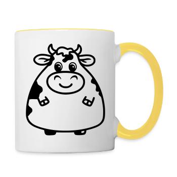 Vache potelée comme illustration vectorielle - Mug contrasté - blanc/jaune - Droite