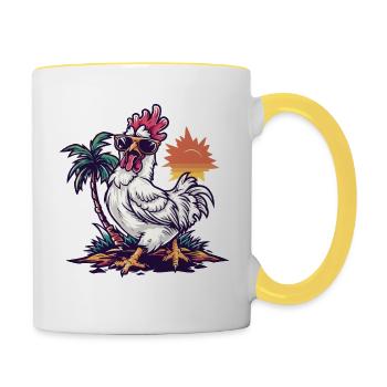 Rooster Island Palm Tree - Contrasting Mug - white/yellow - Right