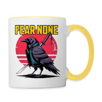Samurai Raven Fear None Design - Contrasting Mug - white/yellow - Right