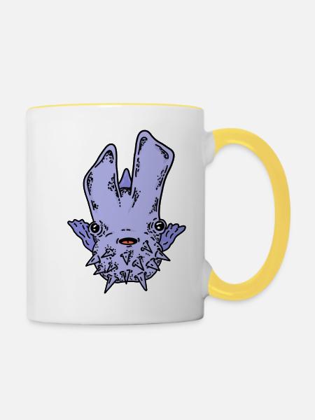 Faszinierender Quallen-Mondkraken - Tasse zweifarbig - Weiß/Gelb
