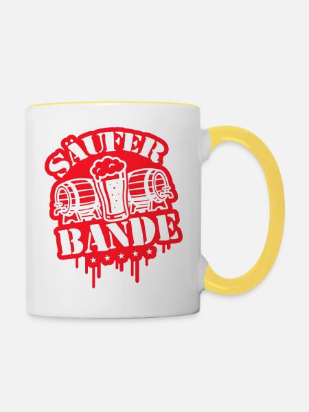 Säufer Bande Bier - Tasse zweifarbig - Weiß/Gelb
