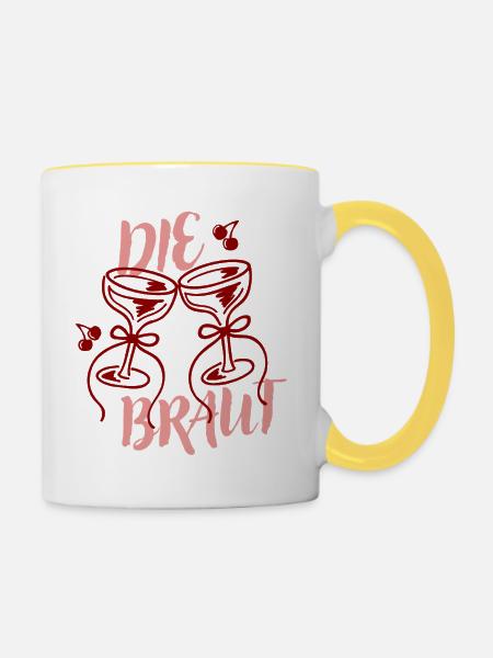 Die Braut – Kirschgläser - Tasse zweifarbig - Weiß/Gelb