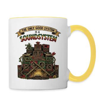 Système de sonorisation Collage Dub Reggae - Mug contrasté - blanc/jaune - Droite