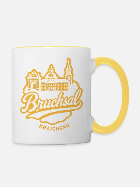 Bruchsal Kraichgau Illustration Design - Tasse zweifarbig - Weiß/Gelb